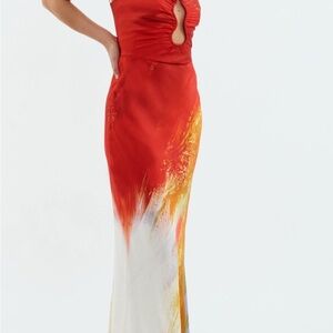 Elegant Red and White Gown